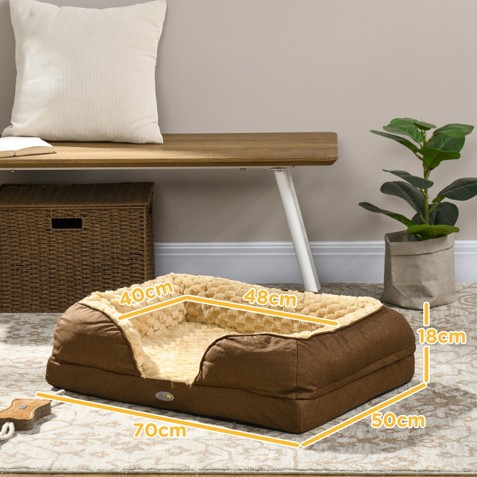 Pawhut Dog Bed Calming Pet Bed Dog Mattress for Small Dogs - Brown
