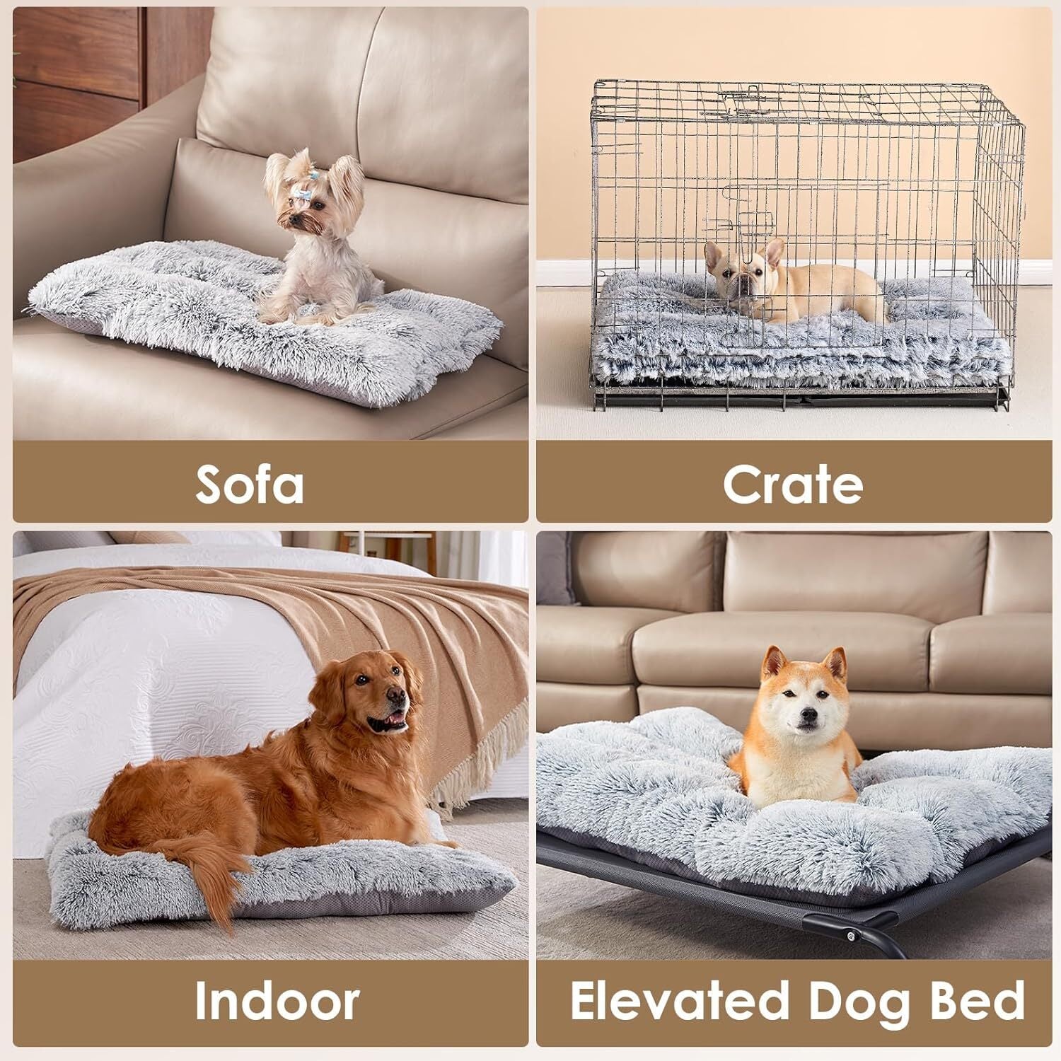 Premium Soft Plush Dog Bed - Large Size Pet Cushion for Crate, Machine Washable and Cozy Mattress for Dogs and Cats
