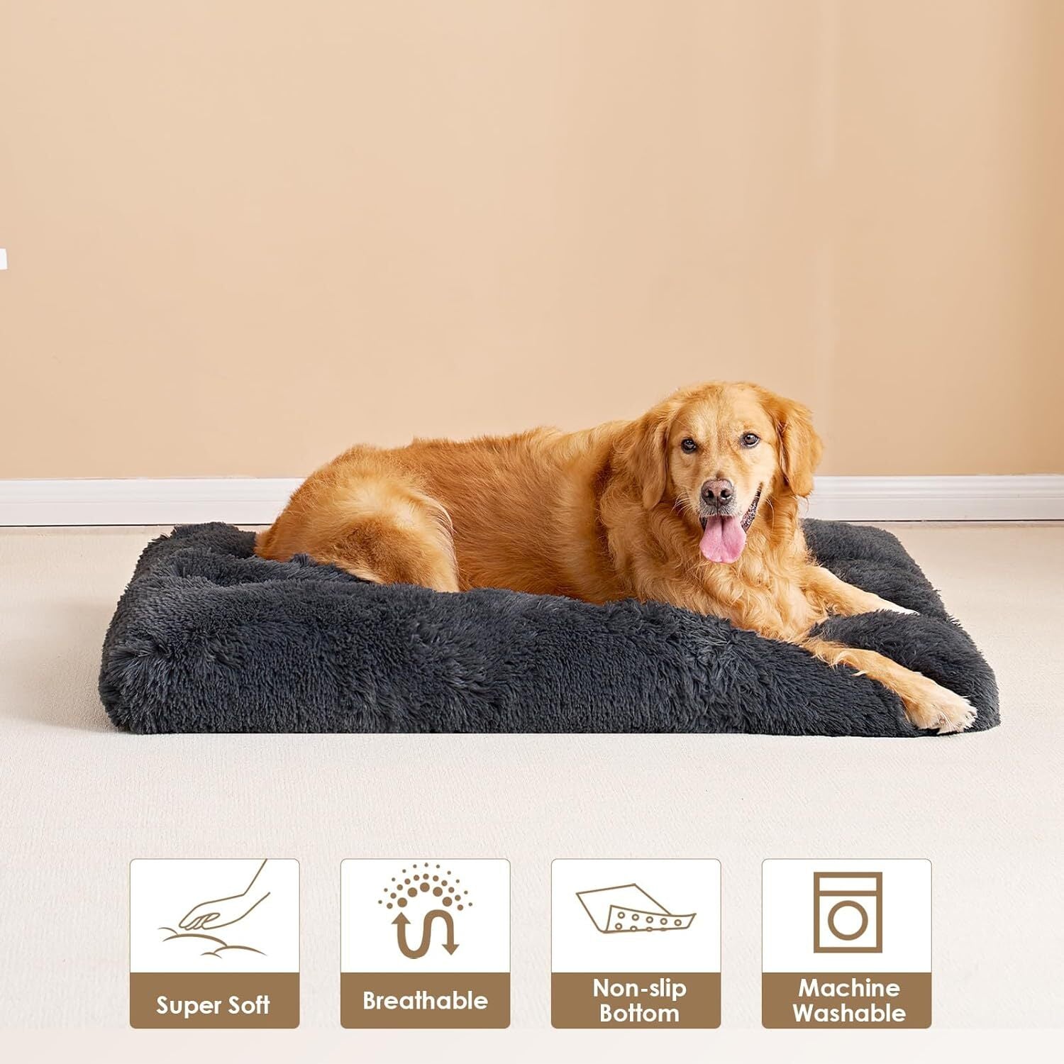Premium Soft Plush Dog Bed - Large Size Pet Cushion for Crate, Machine Washable and Cozy Mattress for Dogs and Cats