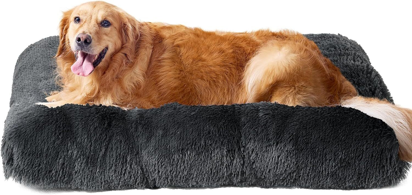 Premium Soft Plush Dog Bed - Large Size Pet Cushion for Crate, Machine Washable and Cozy Mattress for Dogs and Cats