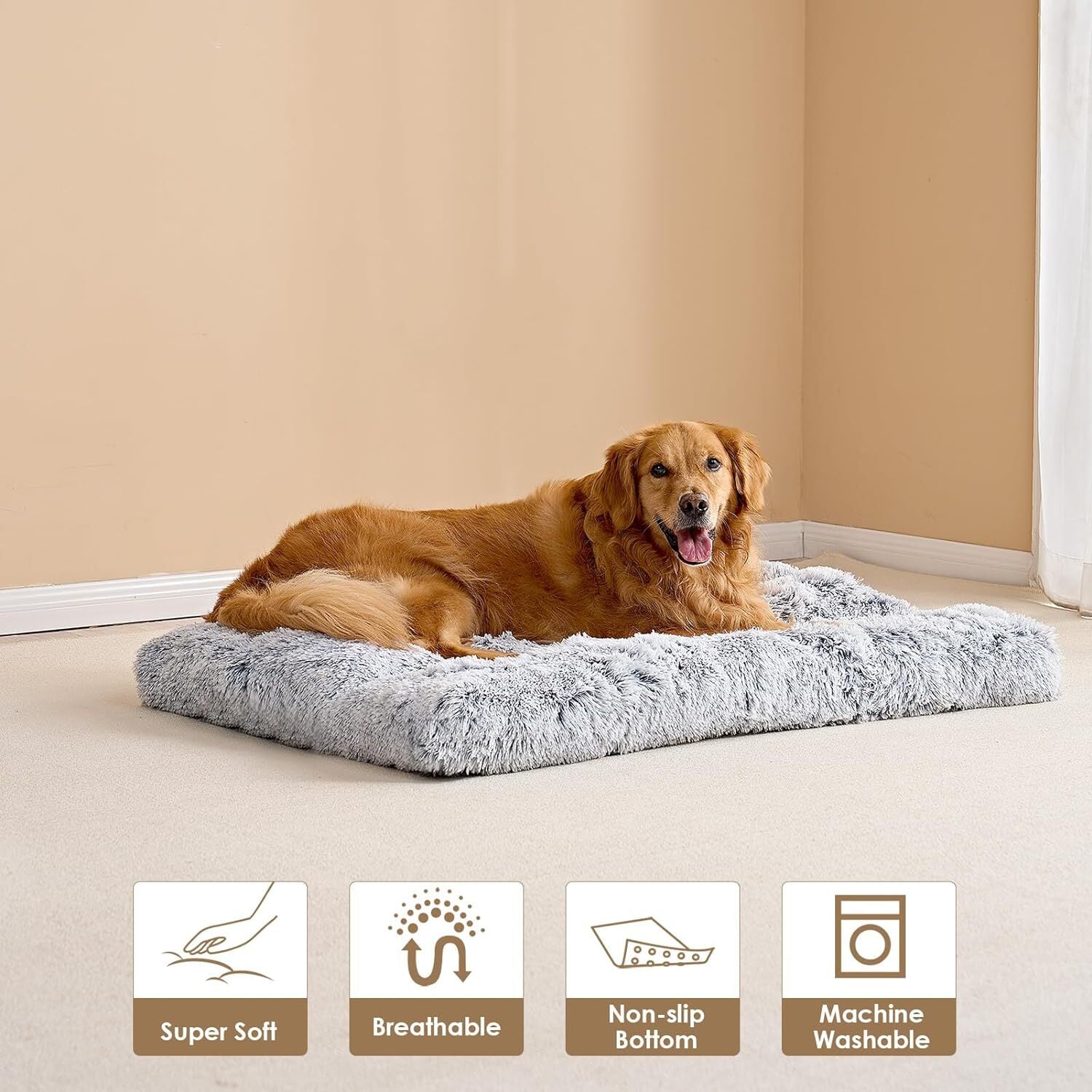 Premium Soft Plush Dog Bed - Large Size Pet Cushion for Crate, Machine Washable and Cozy Mattress for Dogs and Cats