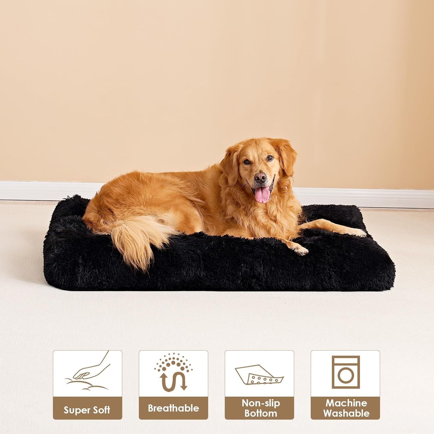 Premium Soft Plush Dog Bed - Large Size Pet Cushion for Crate, Machine Washable and Cozy Mattress for Dogs and Cats