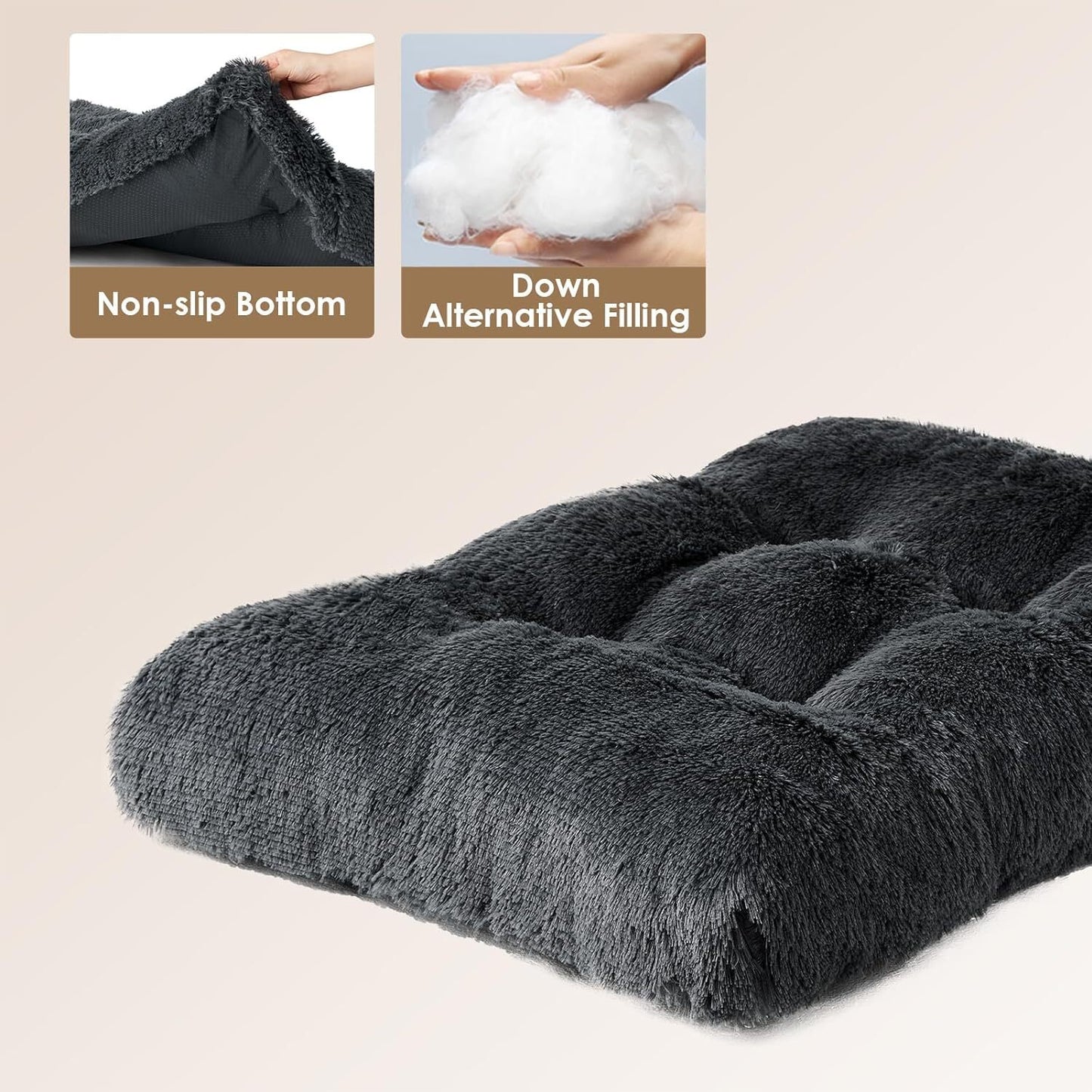 Premium Soft Plush Dog Bed - Large Size Pet Cushion for Crate, Machine Washable and Cozy Mattress for Dogs and Cats
